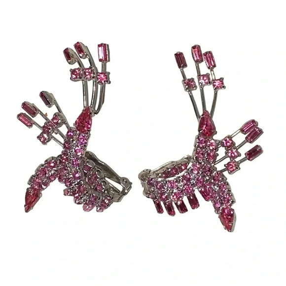 Vintage Barbie Pink Silver Tone Climber Silver Tone Clip On Earrings - Picture 4 of 9